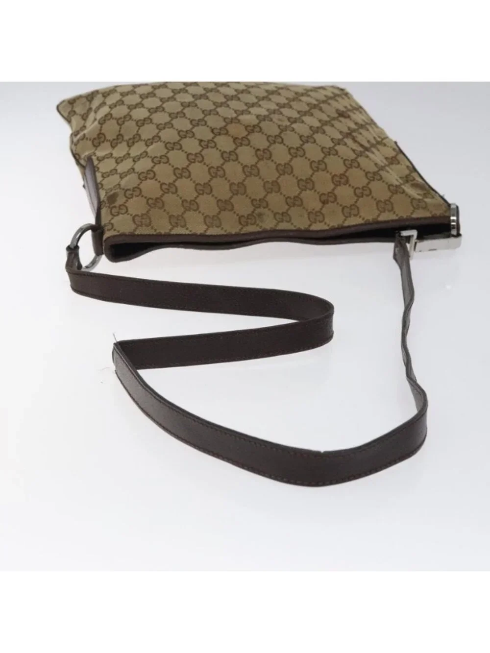 Authentic GUCCI GG Canvas Shoulder Bag Beige Silver 113013 - Picture 14 of 16